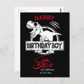 Carte Postale Dino, sauvegardez la date Garçon d'anniversaire (Devant / Derrière)