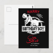 Carte Postale Dino, sauvez la date Garçon d'anniversaire (Devant / Derrière)