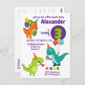 Carte postale Dino-tastic 3 ans Anniversaire (Devant / Derrière)