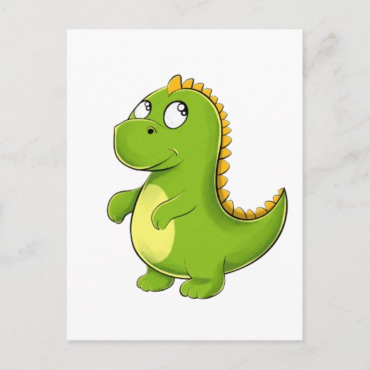 Carte Postale Dino Vert Joyeux (Devant)