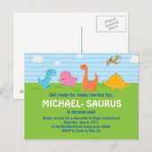 Carte Postale Dinosaur 1er anniversaire Invitation (Devant / Derrière)