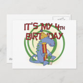 Carte Postale Dinosaur 4e anniversaire T-shirts et cadeaux (Devant / Derrière)
