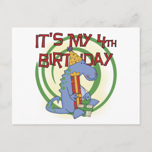 Carte Postale Dinosaur 4e anniversaire T-shirts et cadeaux