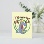 Carte Postale Dinosaur 4e anniversaire T-shirts et cadeaux (Debout devant)