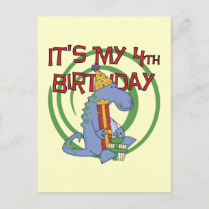 Carte Postale Dinosaur 4e anniversaire T-shirts et cadeaux