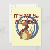 Carte Postale Dinosaur 5e Anniversaire Tshirts et cadeaux (Devant / Derrière)
