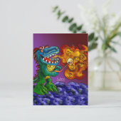Carte Postale Dinosaur Dragon Cuisine Marshmallows Avec Respirat (Debout devant)