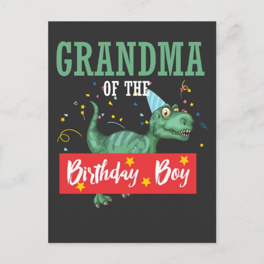 Carte Postale Dinosaur Grand-mère Mamie Garçon d'anniversaire (Devant)