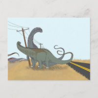 Carte postale Dinosaur - Match de bousculade Diplo