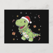 Carte postale Dinosaur Noël Neige hiver T-Rex Dino (Devant)