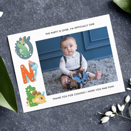 Carte Postale Dinosaur premier anniversaire Merci