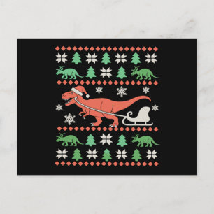 Carte Postale Dinosaur Sweatshirt de Noël laid T Rex Noël Vacanc