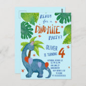 Carte Postale Dinosaure aquarelle mignonne fête d'anniversaire (Devant / Derrière)