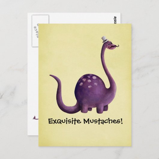 Carte Postale Dinosaure aux moustaches (Devant / Derrière)
