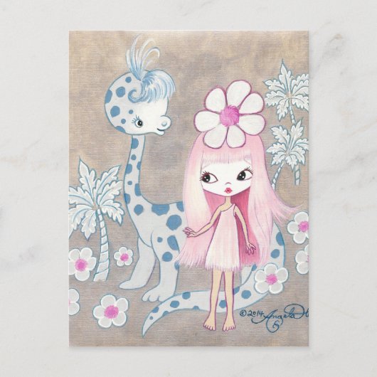 Carte Postale Dinosaure avec Cavegirl (Devant)