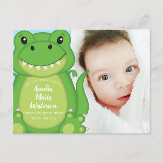 Carte Postale Dinosaure Baby shower T-Rex (Devant)