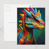 Carte Postale Dinosaure coloré (Devant / Derrière)