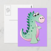 Carte Postale Dinosaure de caricature (Devant / Derrière)