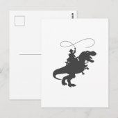 Carte Postale Dinosaure de cowboy à cheval à l'époque préhistori (Devant / Derrière)