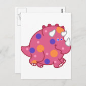 Carte Postale Dinosaure de dessin animé de Chubby Triceratops (Devant / Derrière)