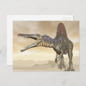 Carte Postale dinosaure de Spinosaurus dans le désert - rendu 3D (Devant / Derrière)