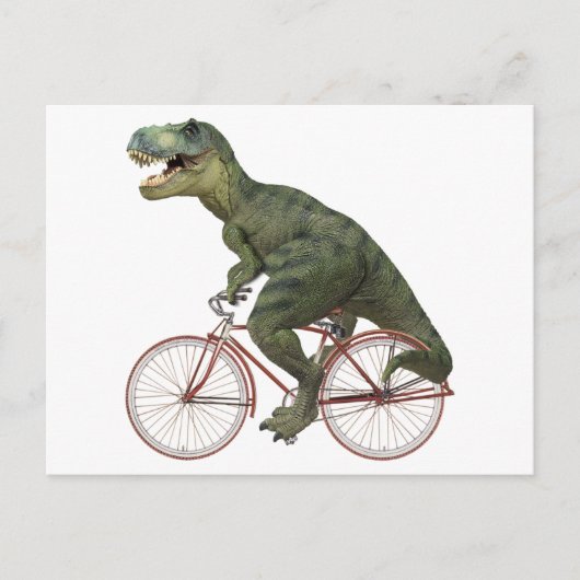 Carte Postale Dinosaure Dinosaur TRex vélo (Devant)