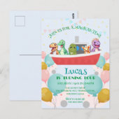 Carte Postale Dinosaure drôle Yacht Fête d'anniversaire DIY Nom (Devant / Derrière)