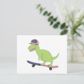 Carte Postale Dinosaure du drapeau américain en skateboard (Debout devant)