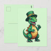 Carte Postale Dinosaure du jour de la St Patrick (Devant / Derrière)