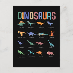Carte Postale Dinosaure Éducation Tricératops Stegosaurus Trex