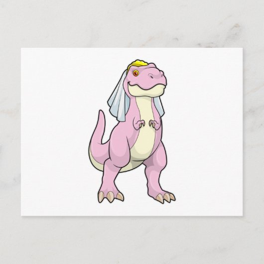 Carte Postale Dinosaure en mariée à un mariage avec voile (Devant)