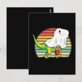Carte Postale Dinosaure fantôme drôle Halloween (Devant / Derrière)