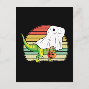 Carte Postale Dinosaure fantôme drôle Halloween