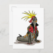 Carte Postale Dinosaure Hadrosaurus Habillé Comme Un Punk. (Devant / Derrière)