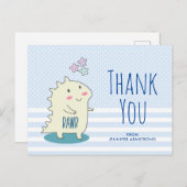 Carte Postale Dinosaure Jaune mignonne avec Merci des étoiles jo (Devant / Derrière)