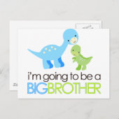 Carte Postale Dinosaure Je vais être un Big Brother (Devant / Derrière)