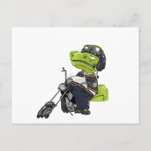 Carte Postale Dinosaure Motocyclette Tyrannosaurus Rex (Devant)