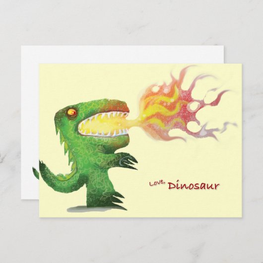 Carte Postale Dinosaure ou Dragon par little t et Abdul Rasheed (Devant / Derrière)