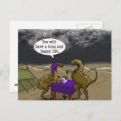 Carte Postale Dinosaure Psychique Fortune Teller Dessin (Devant / Derrière)