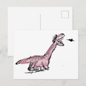 Carte postale dinosaure rose excentrique (Devant / Derrière)
