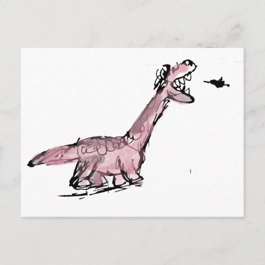 Carte postale dinosaure rose excentrique (Devant)