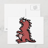 Carte Postale Dinosaure rouge mou et en colère (Devant / Derrière)