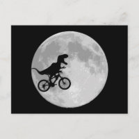 Dinosaure sur un vélo dans le ciel avec la lune