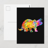 CARTE POSTALE DINOSAURE TIE DYE (Devant / Derrière)