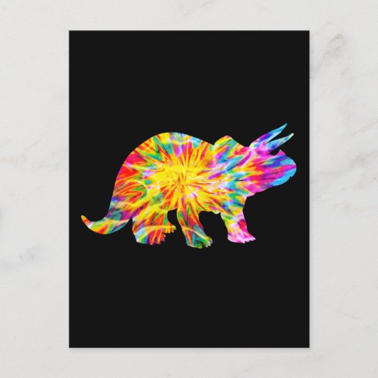 CARTE POSTALE DINOSAURE TIE DYE (Devant)