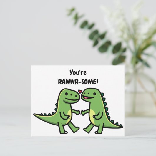Carte Postale Dinosaure valentines (Debout devant)
