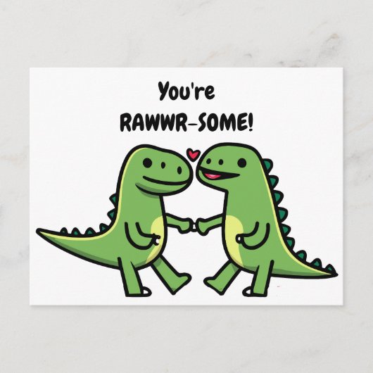 Carte Postale Dinosaure valentines (Devant)