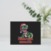 Carte Postale Dinosaure vert de Noël | Conception de dinosaure (Debout devant)