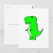 Carte Postale Dinosaure vert dessin mignon personnalisé (Devant / Derrière)