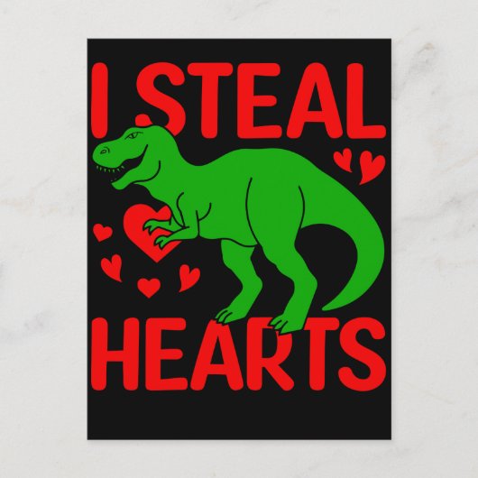 Carte Postale Dinosaure Vert Valentine I Voler Coeurs (Devant)